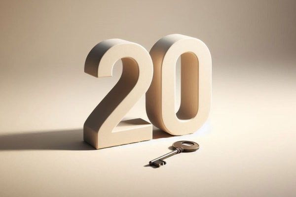 Le chiffre 20 à côté d'une clé